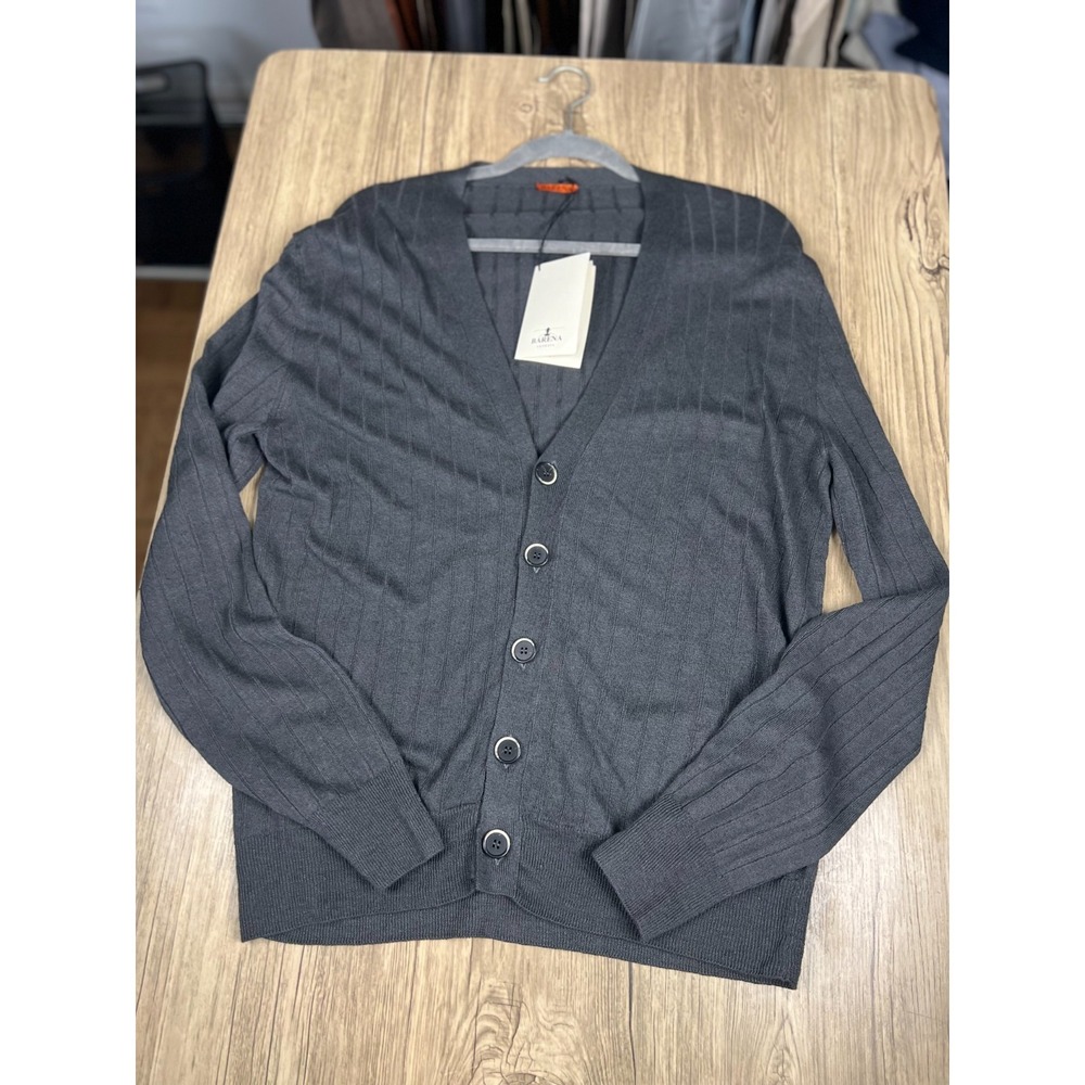 BARENA VENEZIA CALANCA LINEN AND COTTON CARDIGAN GRAY SIZE L/ RETAIL 515$